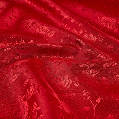 Ben Textiles Rose Satin Jaquard Red Fabric By The Yard