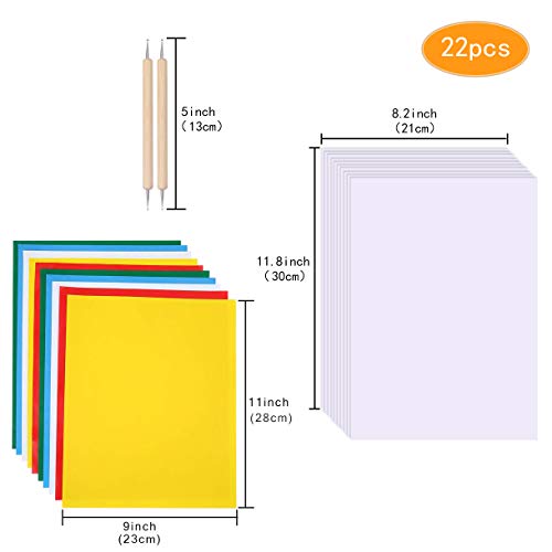 22Pcs Transfer Paper and Tracing Paper with Embossing Stylus Set, ...