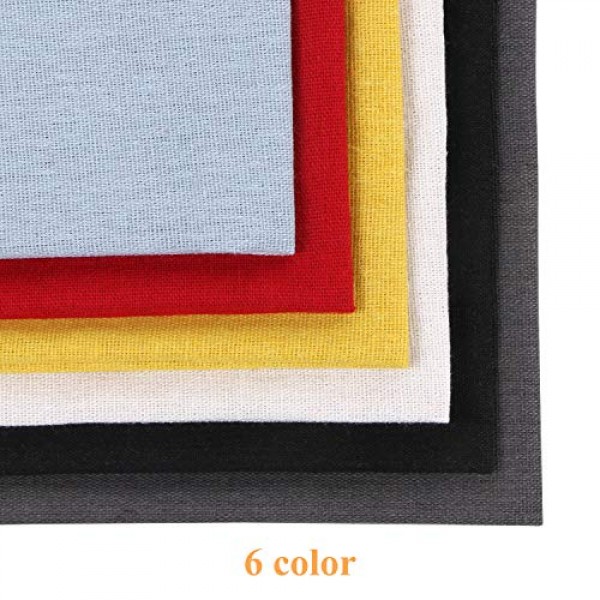 Linen Needlework Fabric, BENBO 6Pcs Assorted Colors Linen Embroide...