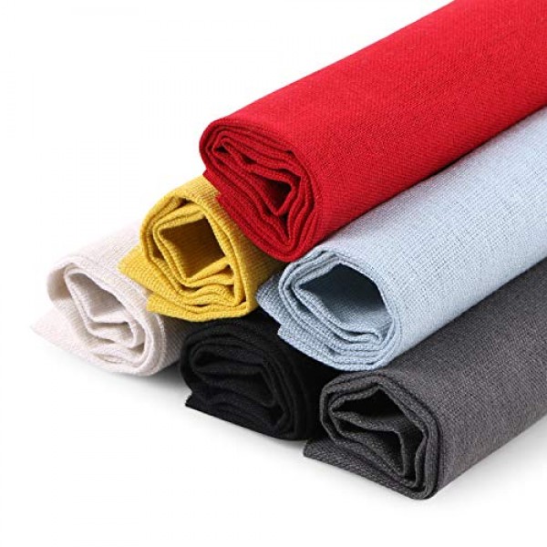 Linen Needlework Fabric, BENBO 6Pcs Assorted Colors Linen Embroide...