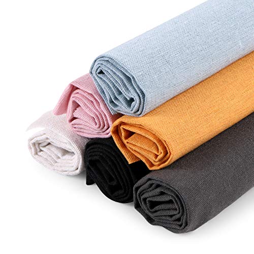 Linen Needlework Fabric, BENBO 6Pcs Assorted Colors Linen Embroide...