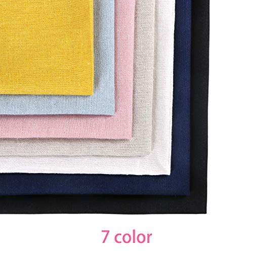 Linen Needlework Fabric, BENBO 7Pcs Assorted Colors Linen Embroide...