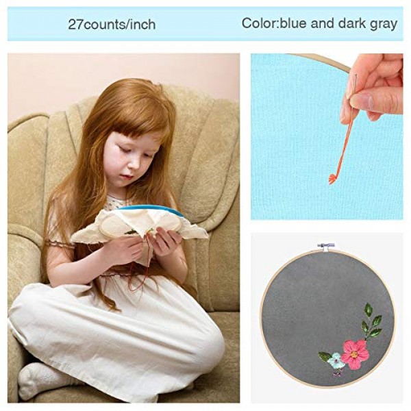 Linen Needlework Fabric, BENBO 7Pcs Assorted Colors Linen Embroide...