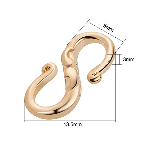 BENECREAT 10 PCS 18K Gold Plated S-Hook Clasps Necklace Clasp Jewe...