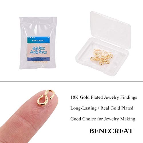 BENECREAT 10 PCS 18K Gold Plated S-Hook Clasps Necklace Clasp Jewe...