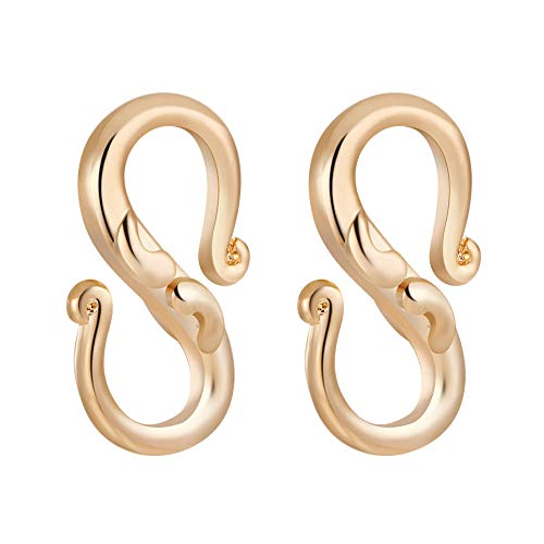 BENECREAT 10 PCS 18K Gold Plated S-Hook Clasps Necklace Clasp Jewe...