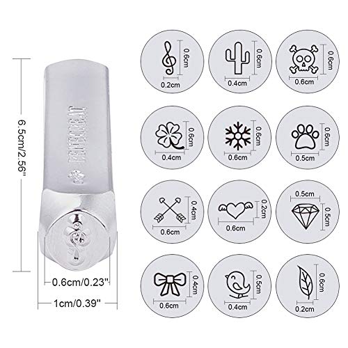 BENECREAT 12 Pack 6mm 1/4 Design Stamps, Metal Punch Stamp Nat...