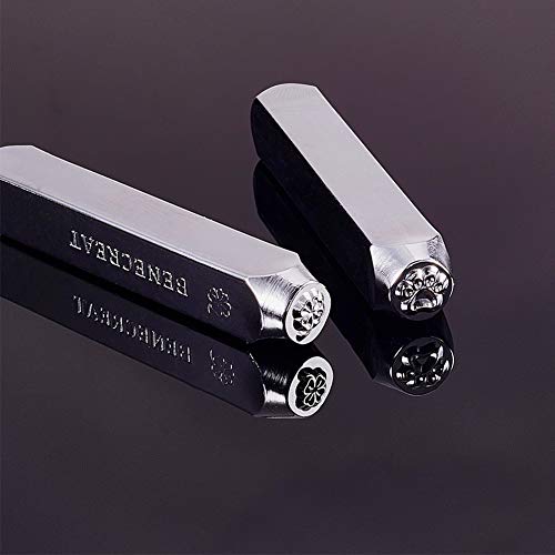 BENECREAT 12 Pack 6mm 1/4 Design Stamps, Metal Punch Stamp Nat...
