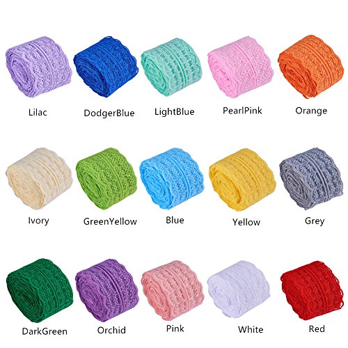 BENECREAT 15 Rolls 165 Yards Mixed Color Floral Pattern Fabric Lac...