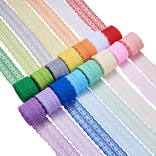 BENECREAT 15 Rolls 165 Yards Mixed Color Floral Pattern Fabric Lac...