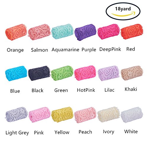 BENECREAT 18 Yards Lace Fabric Stretch Elastic 1.57 inches Wide Tr...