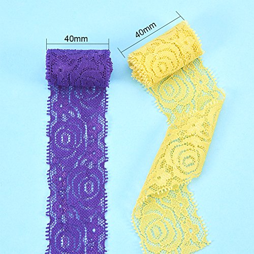 BENECREAT 18 Yards Lace Fabric Stretch Elastic 1.57 inches Wide Tr...