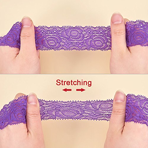 BENECREAT 18 Yards Lace Fabric Stretch Elastic 1.57 inches Wide Tr...