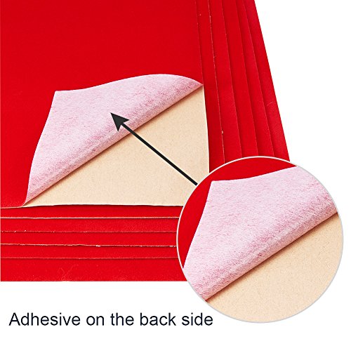 BENECREAT 20PCS Velvet Red Fabric Sticky Back Adhesive Sheets, A...