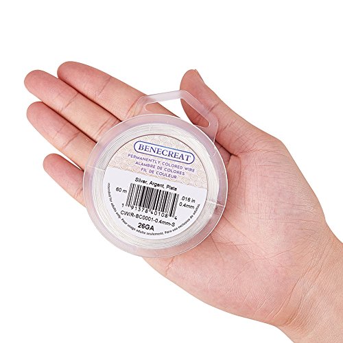 BENECREAT 26-Gauge Tarnish Resistant Silver Coil Wire, 197-Feet/66...
