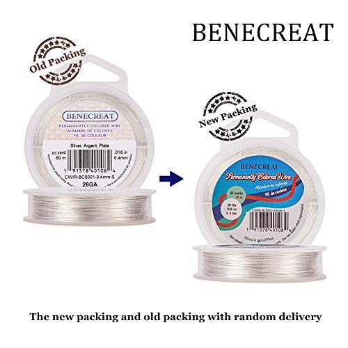 BENECREAT 26-Gauge Tarnish Resistant Silver Coil Wire, 197-Feet/66...