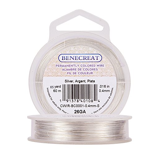 BENECREAT 26-Gauge Tarnish Resistant Silver Coil Wire, 197-Feet/66...