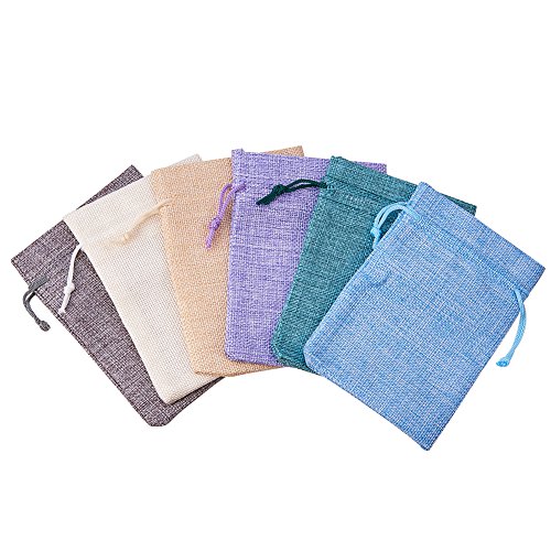 BENECREAT 30Pack 6 Color Burlap Bags with Drawstring Gift Bags Jew...