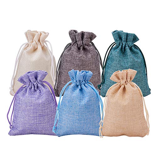 BENECREAT 30Pack 6 Color Burlap Bags with Drawstring Gift Bags Jew...