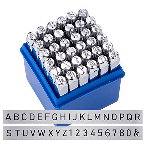 BENECREAT 36 Pack 5mm 3/16 Letter and Number Stamp Set, Metal P...