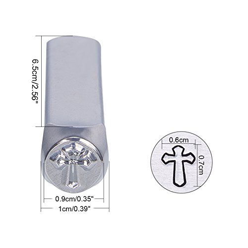 BENECREAT 6mm 1/4 Cross Design Stamps, Metal Punch Stamp Stamping...