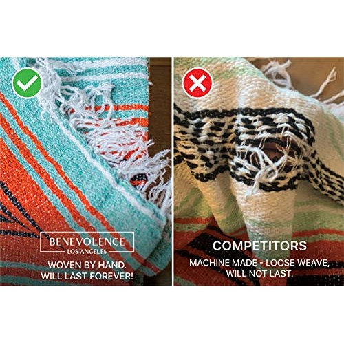 Authentic Mexican Blanket - Picnic Blanket, Handwoven Serape Blank...