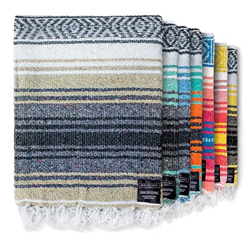 Authentic Mexican Blanket - Picnic Blanket, Handwoven Serape Blank...
