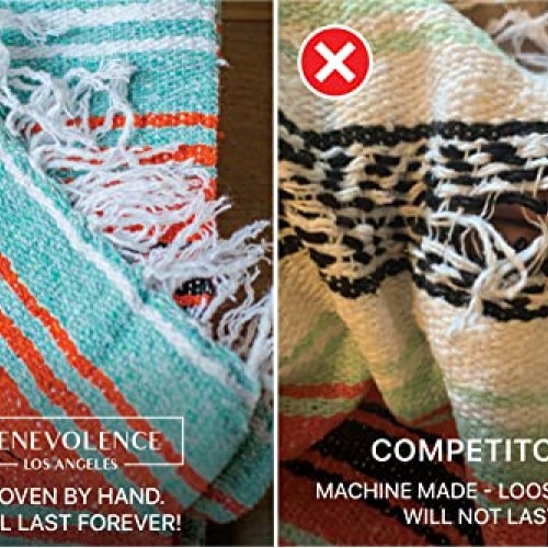 Authentic Mexican Blanket - Yoga Blanket, Handwoven Serape Blanket...