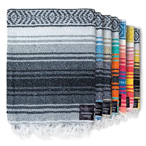 Authentic Mexican Blanket - Yoga Blanket, Handwoven Serape Blanket...