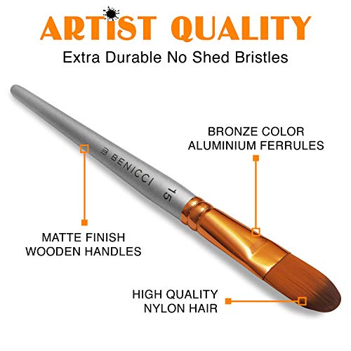 BENICCI Paint Brush Set of 16 - 15 Different Shapes + 1 Flat Brush...