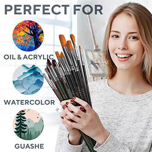 Easy Grip 40 Piece Artist Paint Brush Set with Storage Case - Incl...