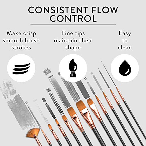 Professional Artist Paint Brush Set of 12 - Painting Brushes Kit f...