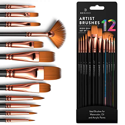 Professional Artist Paint Brush Set of 12 - Painting Brushes Kit f...