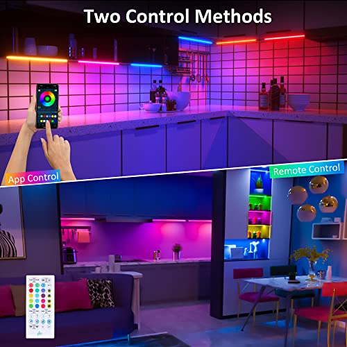 Benreom 3 Pcs RGB Under Cabinet Lights Kit, Smart App and Remote C...