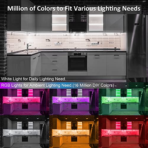 Benreom 3 Pcs RGB Under Cabinet Lights Kit, Smart App and Remote C...