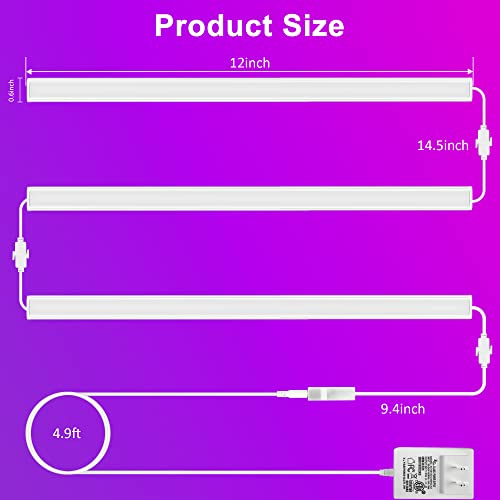 Benreom 3 Pcs RGB Under Cabinet Lights Kit, Smart App and Remote C...