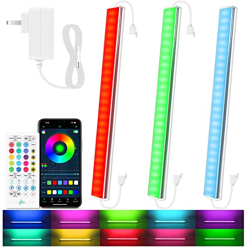 Benreom 3 Pcs RGB Under Cabinet Lights Kit, Smart App and Remote C...