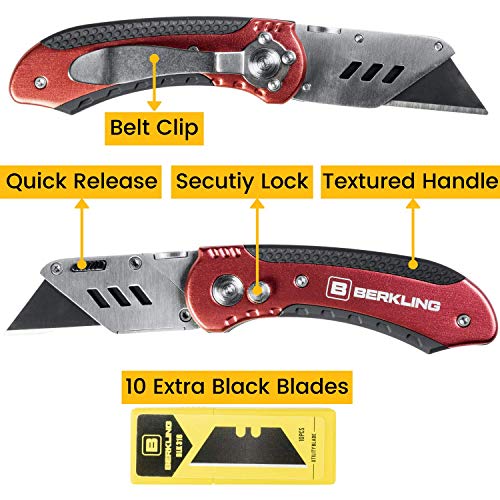 Berkling Folding Utility Knife Box Cutter Pocket Size w/Belt Clip,...