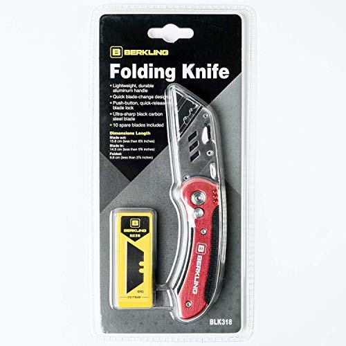 Berkling Folding Utility Knife Box Cutter Pocket Size w/Belt Clip,...