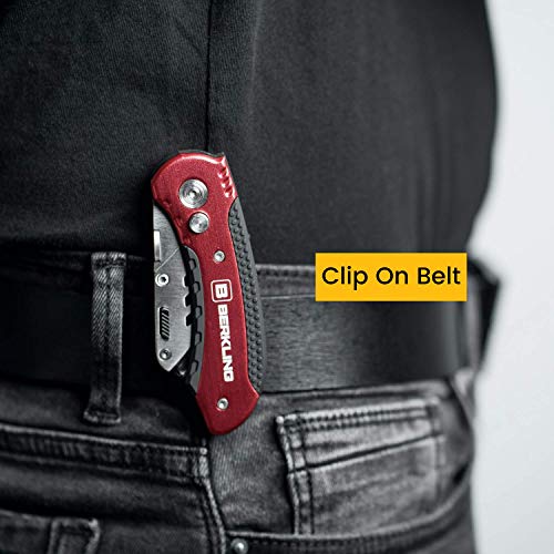 Berkling Folding Utility Knife Box Cutter Pocket Size w/Belt Clip,...