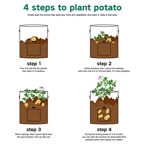 Potato Grow Bags,4-Pack 10 Gallon Carrot Grow Bag,Heavy Duty Aerat...