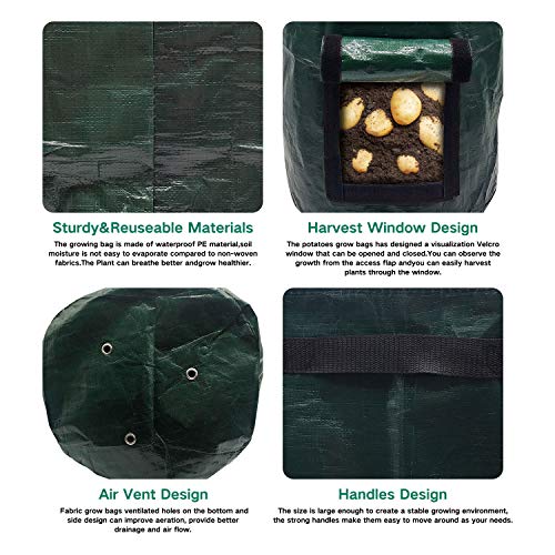 Potato Grow Bags,4-Pack 10 Gallon Carrot Grow Bag,Heavy Duty Aerat...