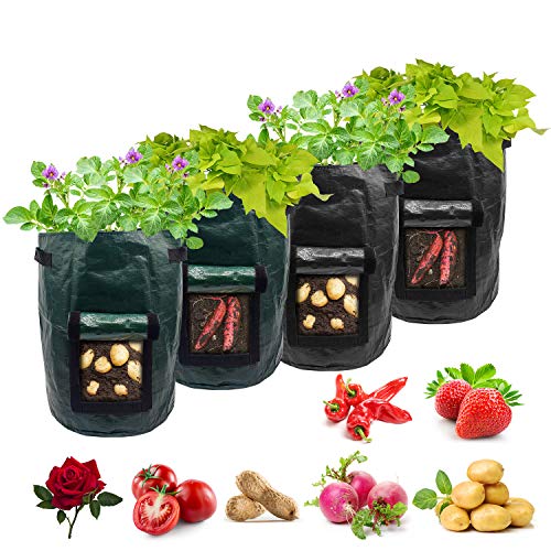 Potato Grow Bags,4-Pack 10 Gallon Carrot Grow Bag,Heavy Duty Aerat...