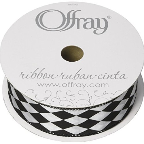 Berwick Offray Court Jester Wired Edge Ribbon, 1-1/2 x 25 yd, Bla...