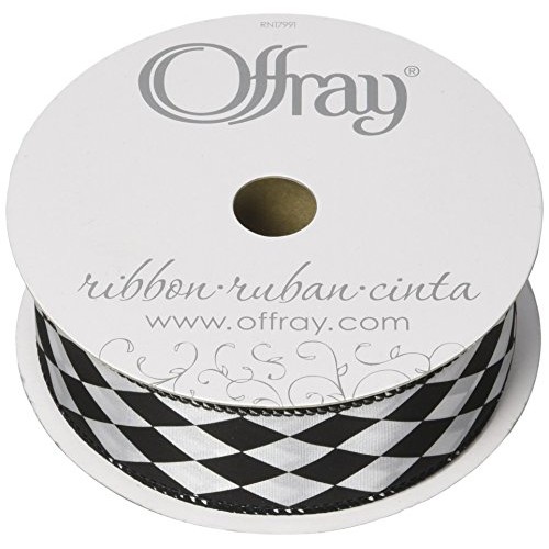 Berwick Offray Court Jester Wired Edge Ribbon, 1-1/2 x 25 yd, Bla...