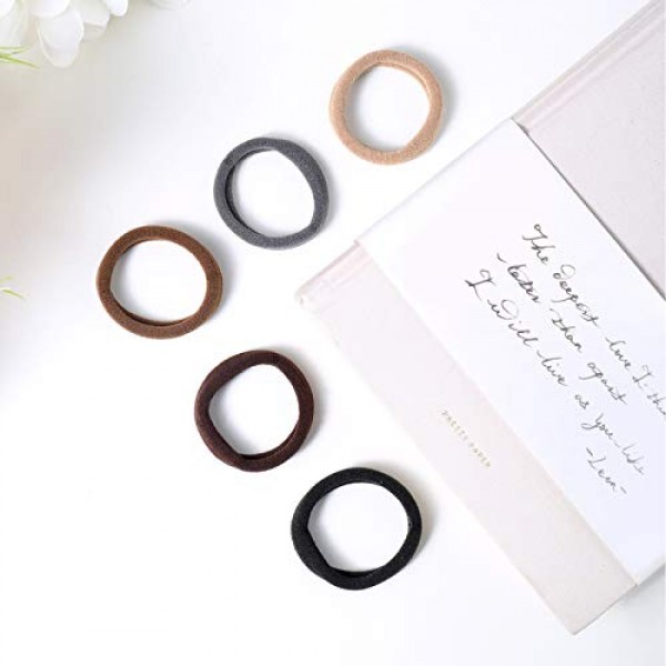 100 Pcs Thick Seamless Brown Hair Ties, Ponytail Holders Hair Acce...