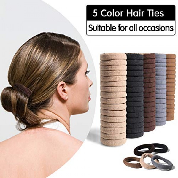 100 Pcs Thick Seamless Brown Hair Ties, Ponytail Holders Hair Acce...