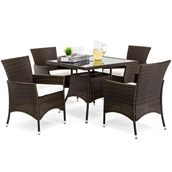 Best Choice Products 5-Piece Indoor Outdoor Wicker Patio Dining Se...