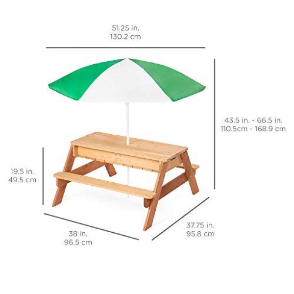 Best Choice Products Kids 3-in-1 Outdoor Wood Activity/Picnic Tabl...