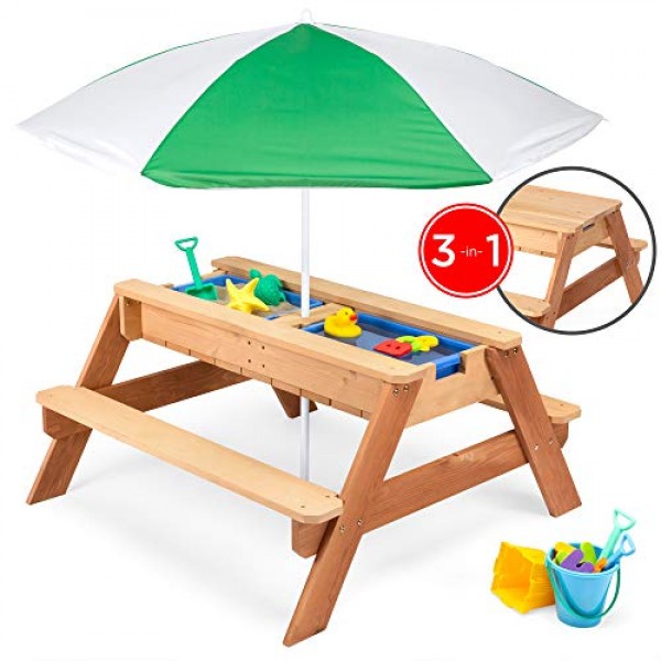 Best Choice Products Kids 3-in-1 Outdoor Wood Activity/Picnic Tabl...